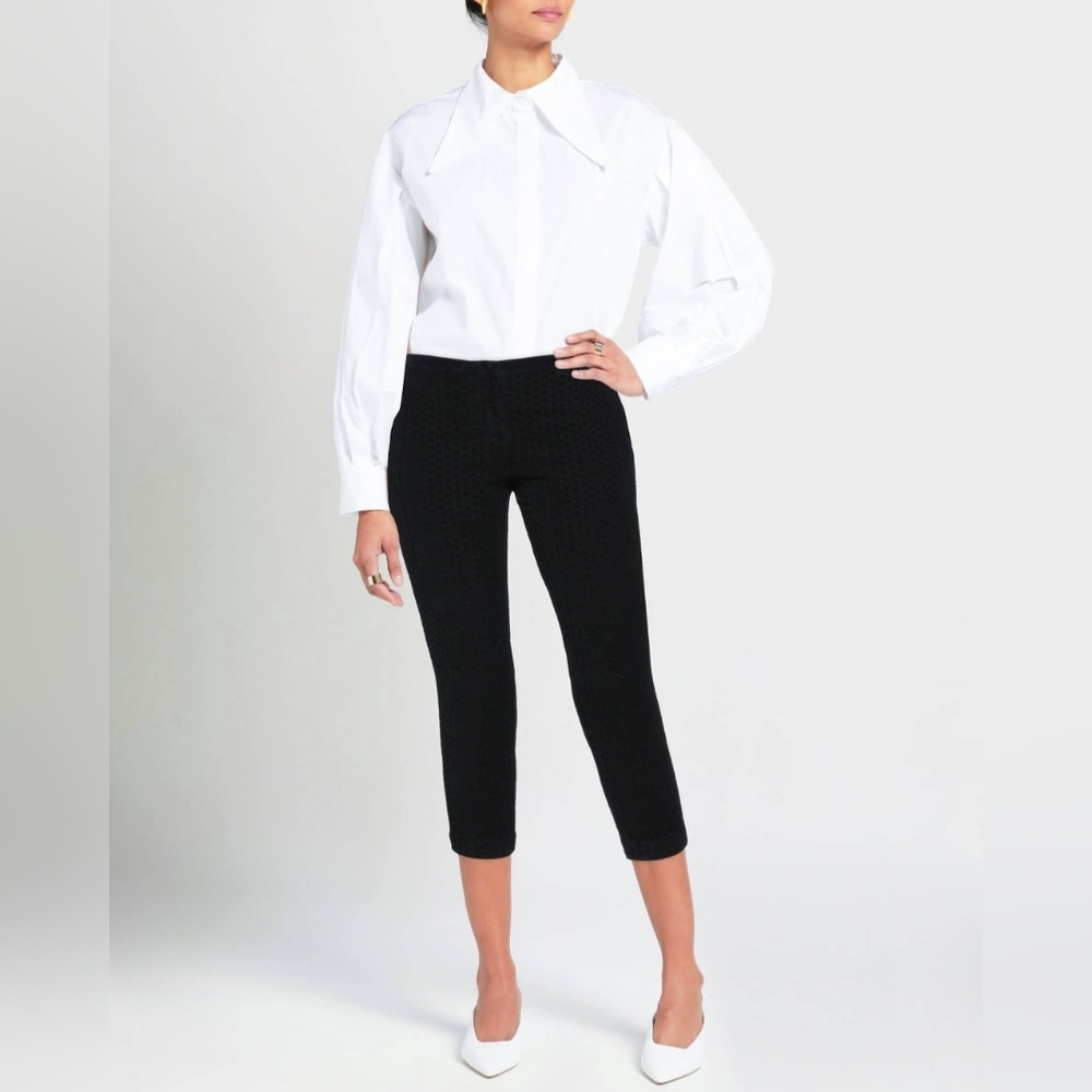 Women's Jacob Cohen Lace Velvet Capri Pants Handmade In Italy Black Size 27